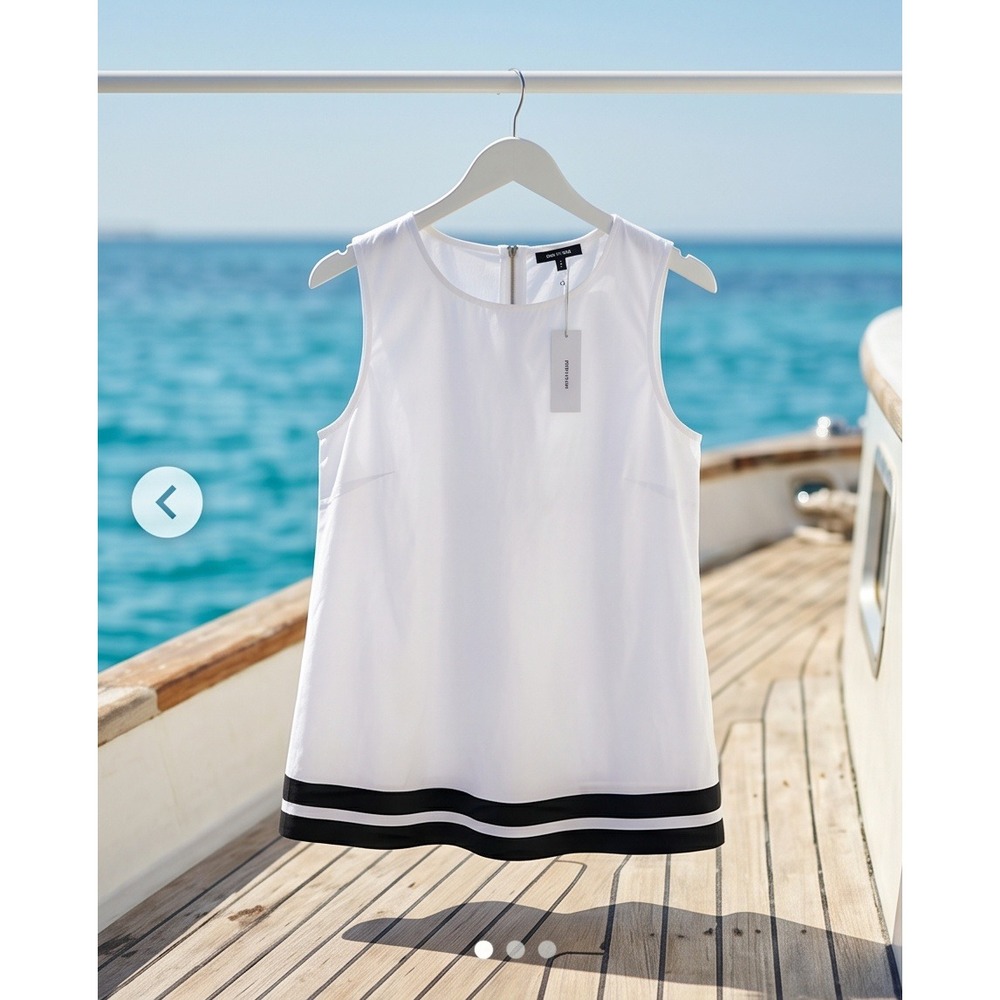 Glamour x Lane Bryant 22 White Sleeveless Striped Hem Tank Swing Top‎ NWT